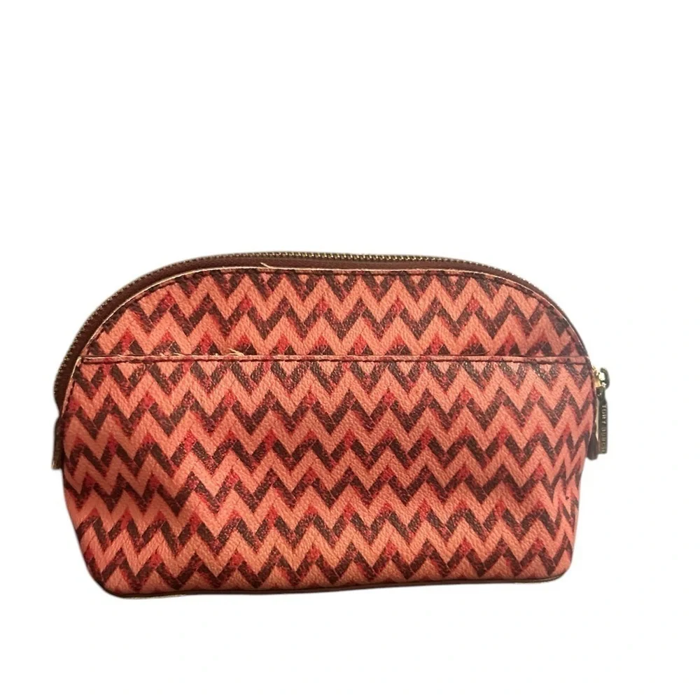 Tory Burch Floral Robinson Leather Make Up Travel T Logo Cosmetic Zip Case